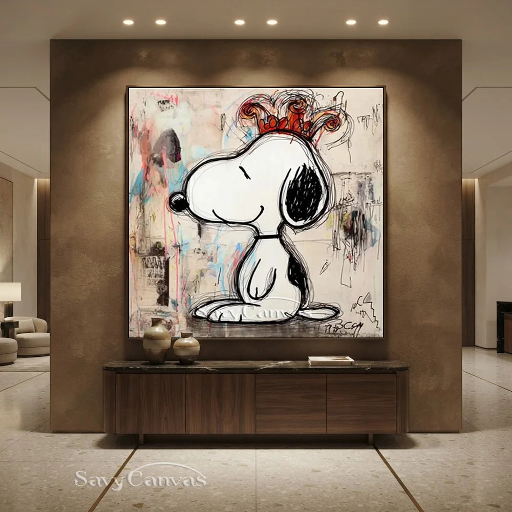 Pop Art Crown Snoopy Hand-painted Canvas #SS 270