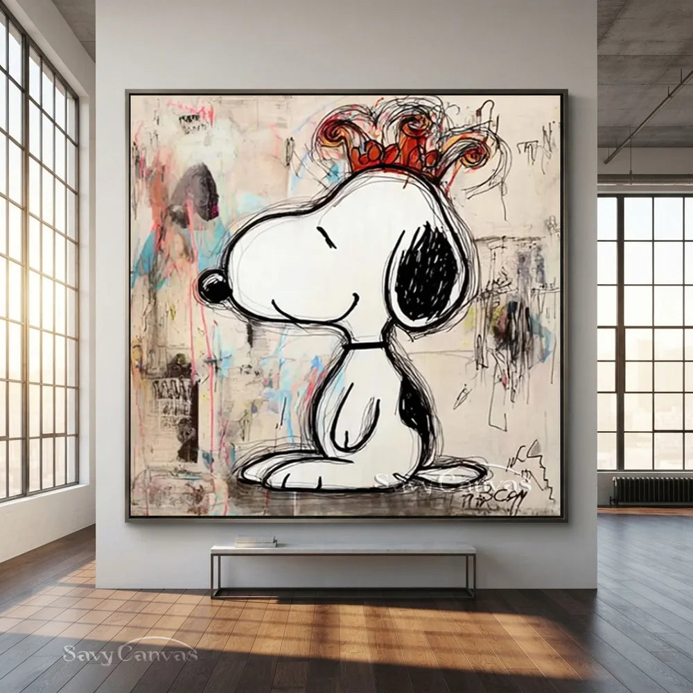 Pop Art Crown Snoopy Hand-painted Canvas #SS 270