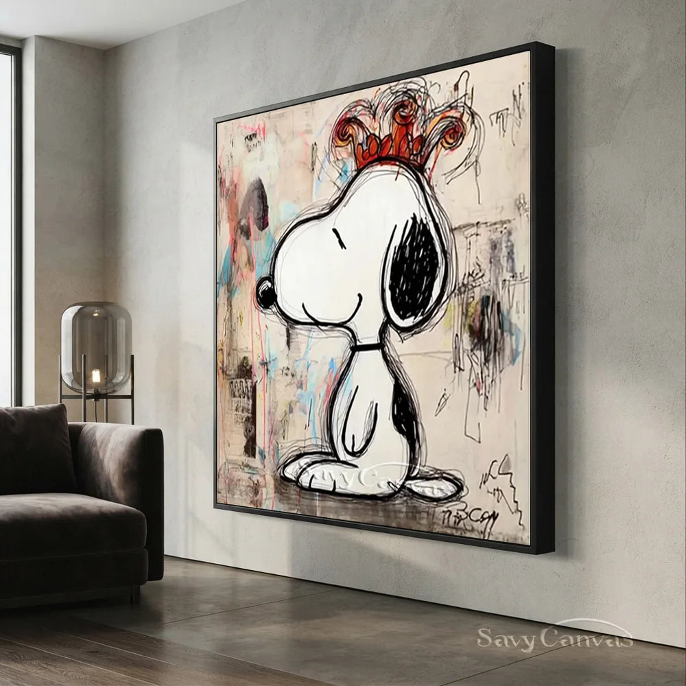 Pop Art Crown Snoopy Hand-painted Canvas #SS 270