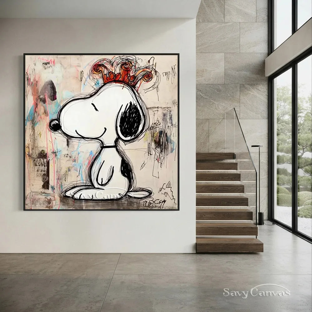 Pop Art Crown Snoopy Hand-painted Canvas #SS 270