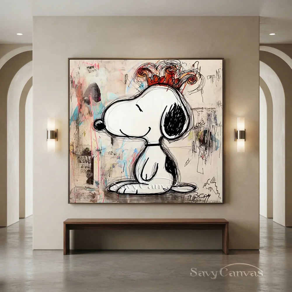 Pop Art Crown Snoopy Hand-painted Canvas #SS 270
