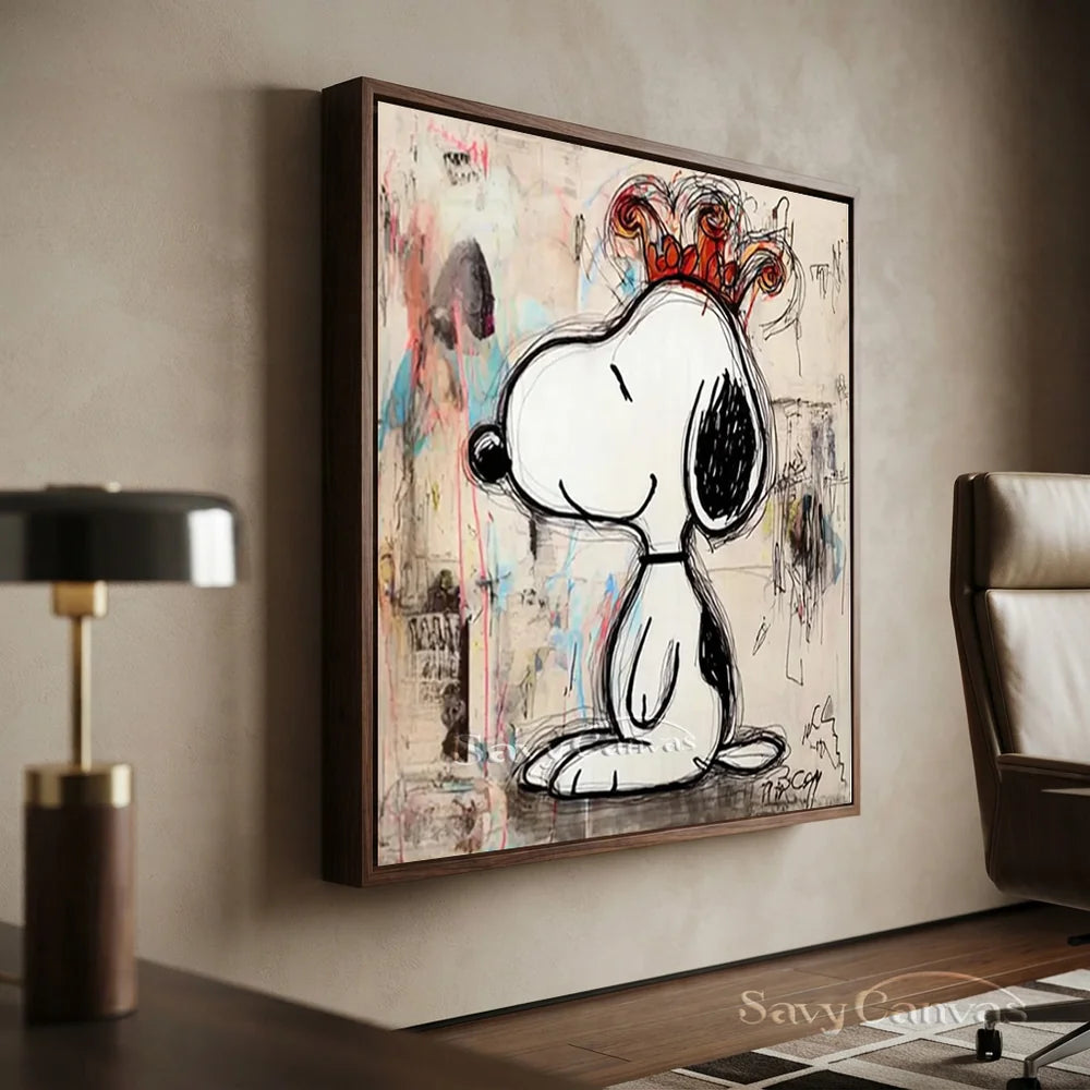 Pop Art Crown Snoopy Hand-painted Canvas #SS 270