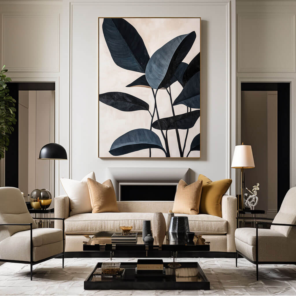 Modern Botanical Leaf Painting | Minimalist Wall Art #AA 061