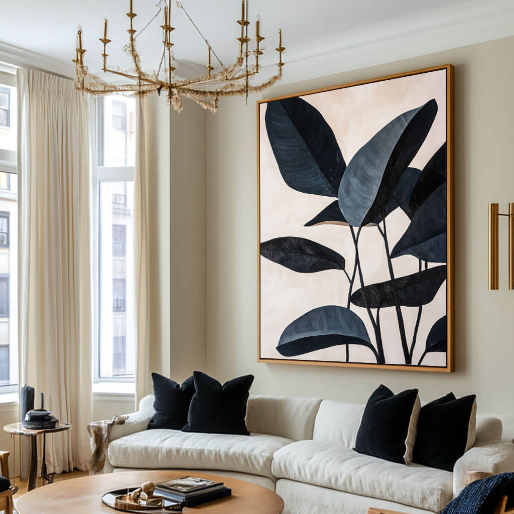 Modern Botanical Leaf Painting | Minimalist Wall Art #AA 061