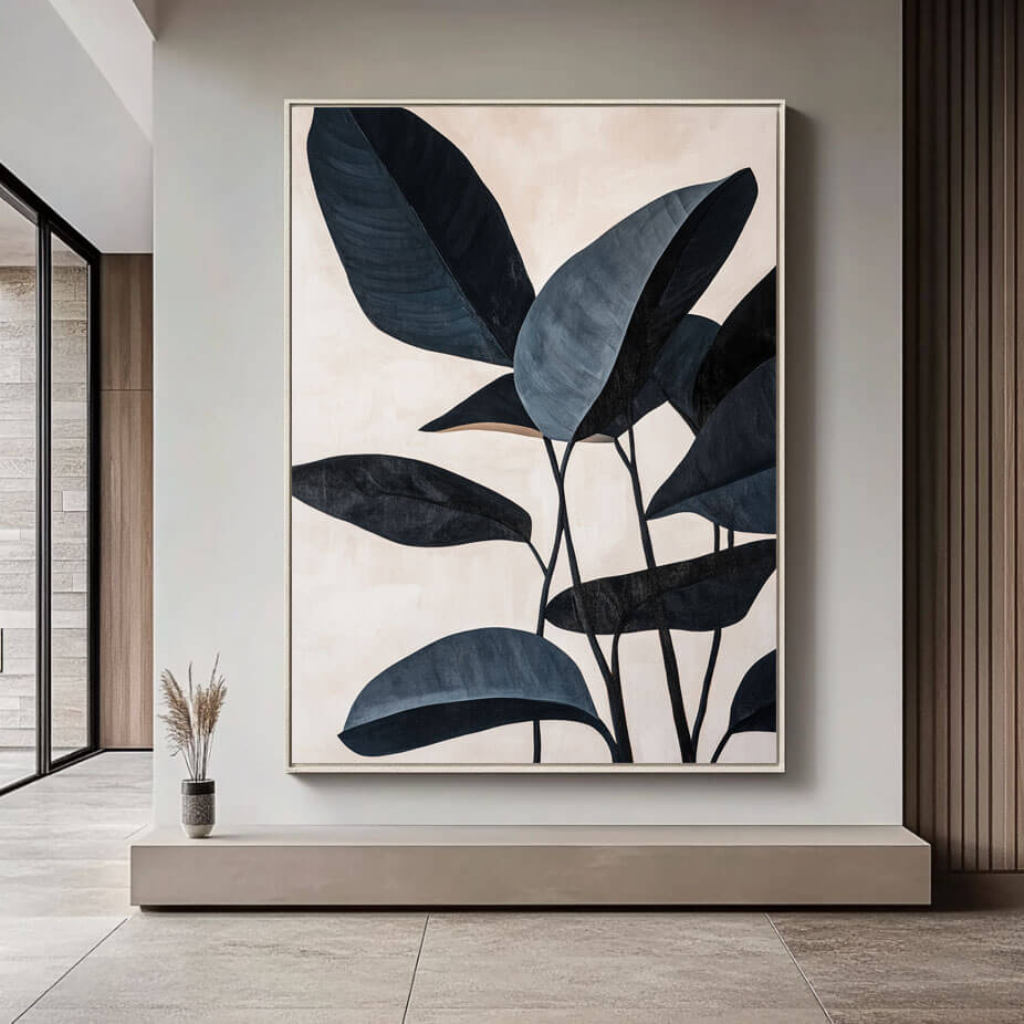 Modern Botanical Leaf Painting | Minimalist Wall Art #AA 061
