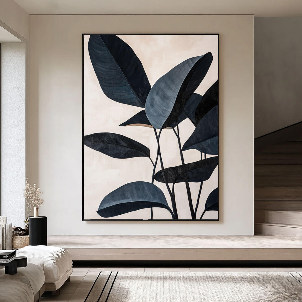 Modern Botanical Leaf Painting | Minimalist Wall Art #AA 061