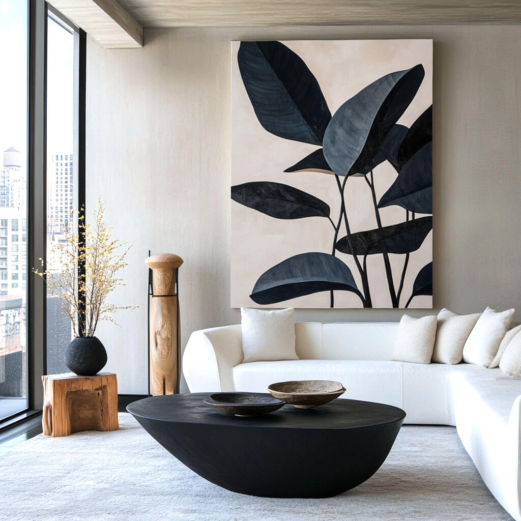 Modern Botanical Leaf Painting | Minimalist Wall Art #AA 061