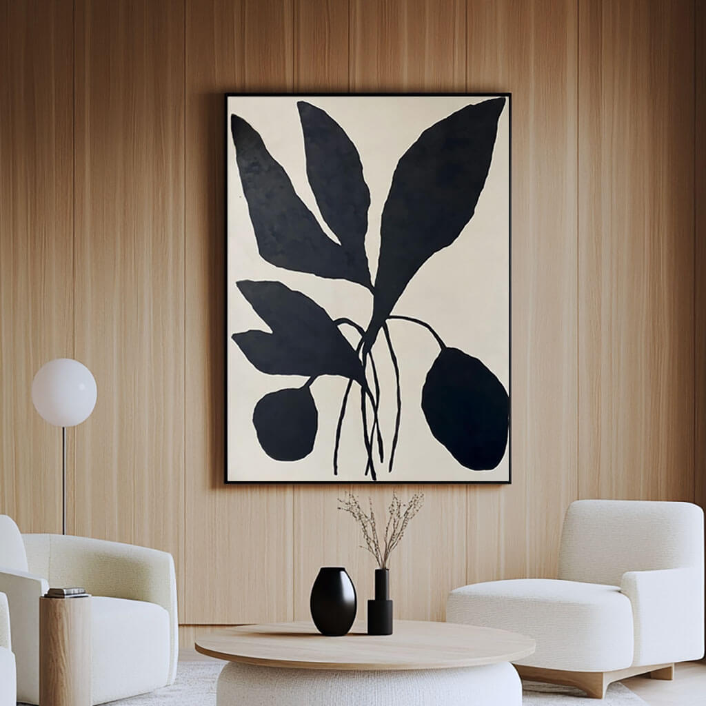 Minimalist Black & White Botanical Art | Modern Plant Painting #AA 062