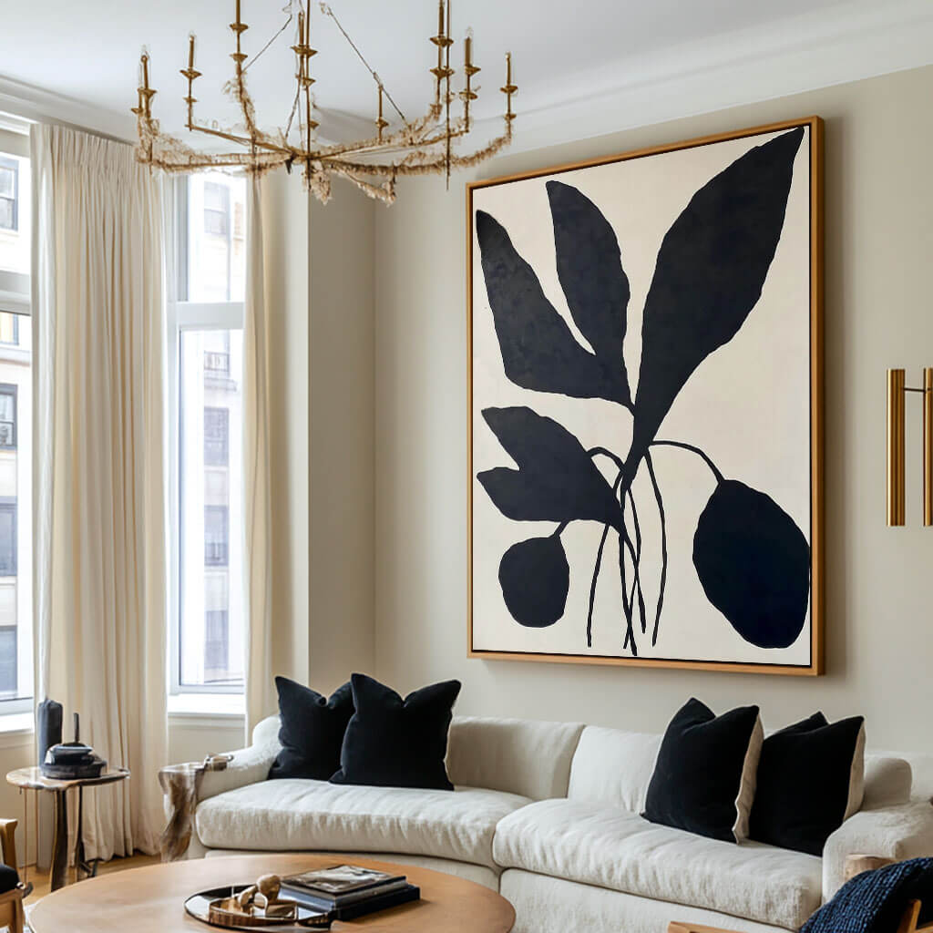 Minimalist Black & White Botanical Art | Modern Plant Painting #AA 062