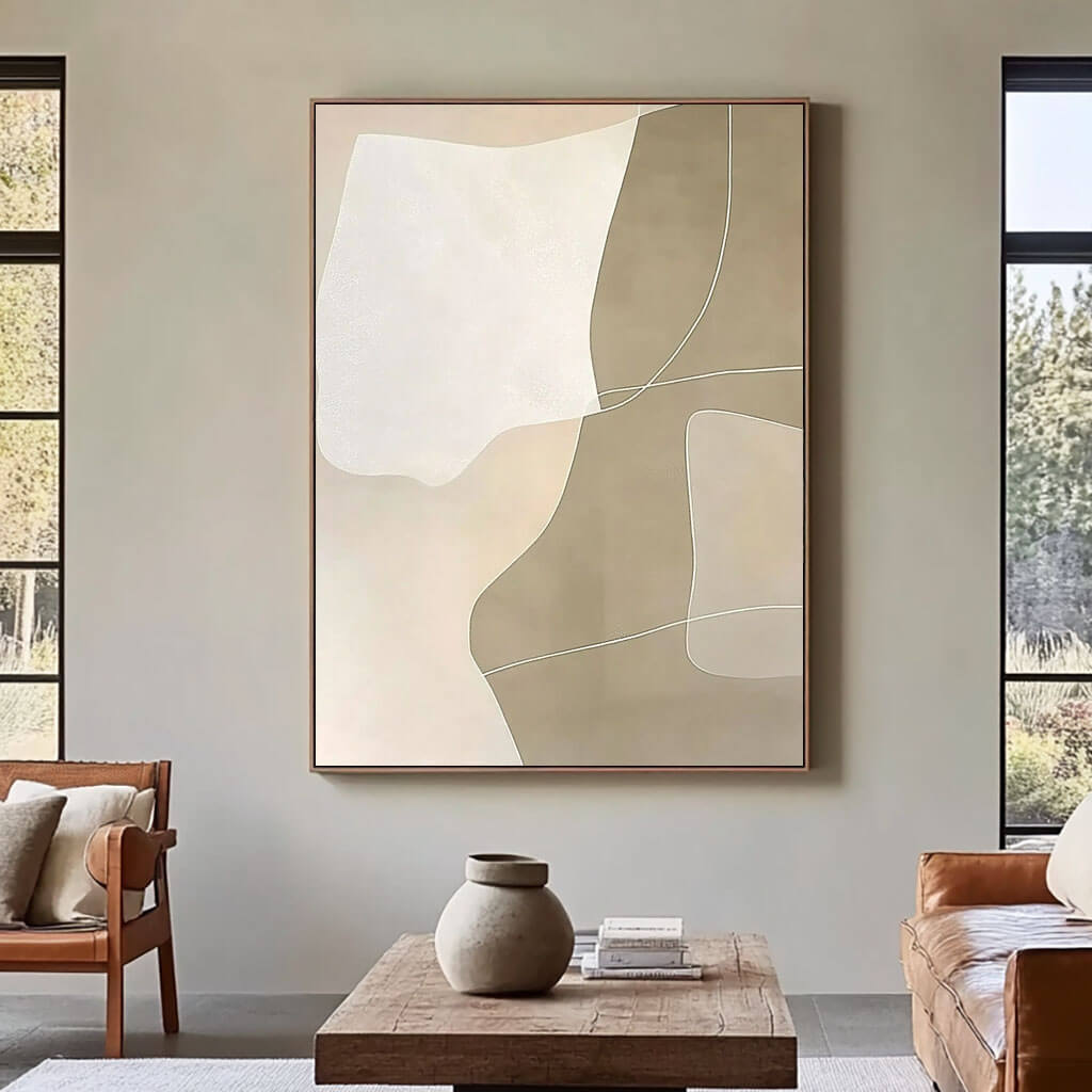 Calming Minimalist Wall Decor - Organic Abstract Art for Home #JJ 434