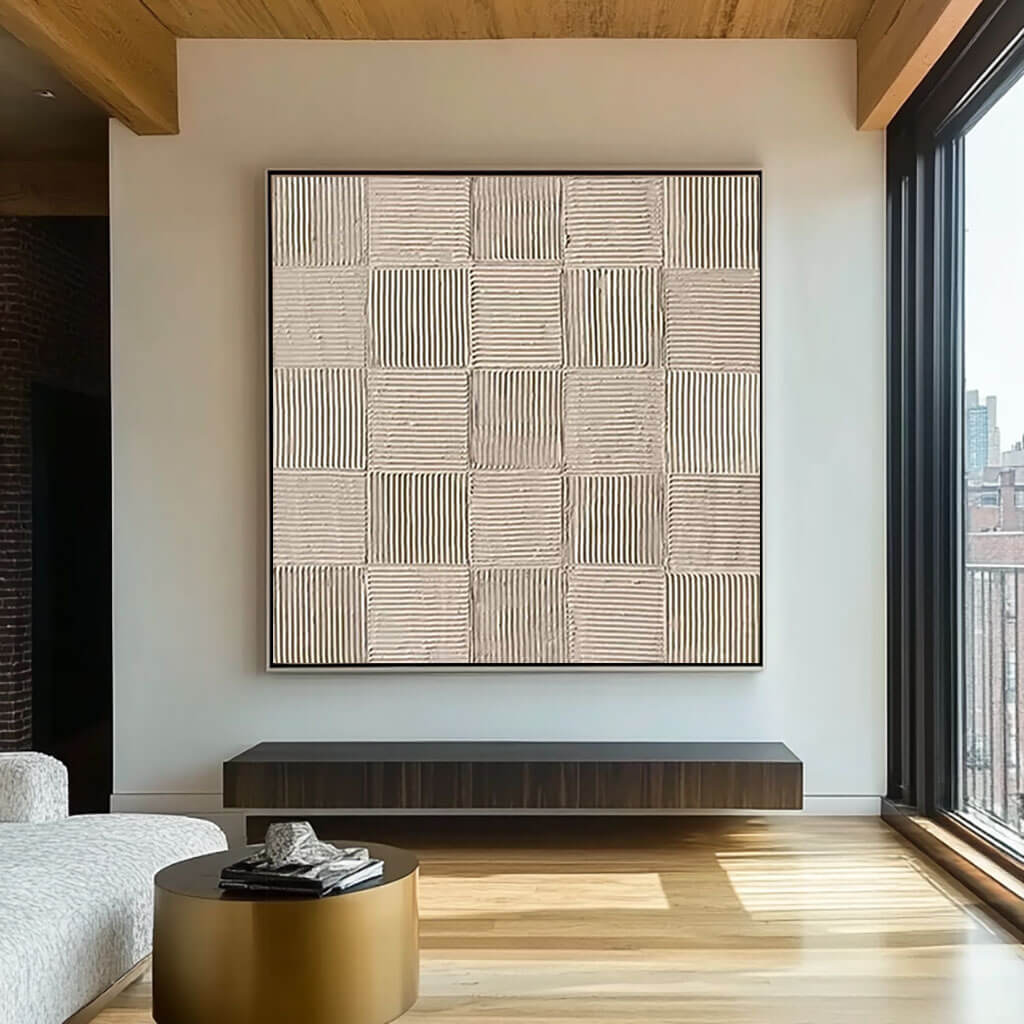 Textured 3D Wall Art | Minimalist Beige Painting #AA 072