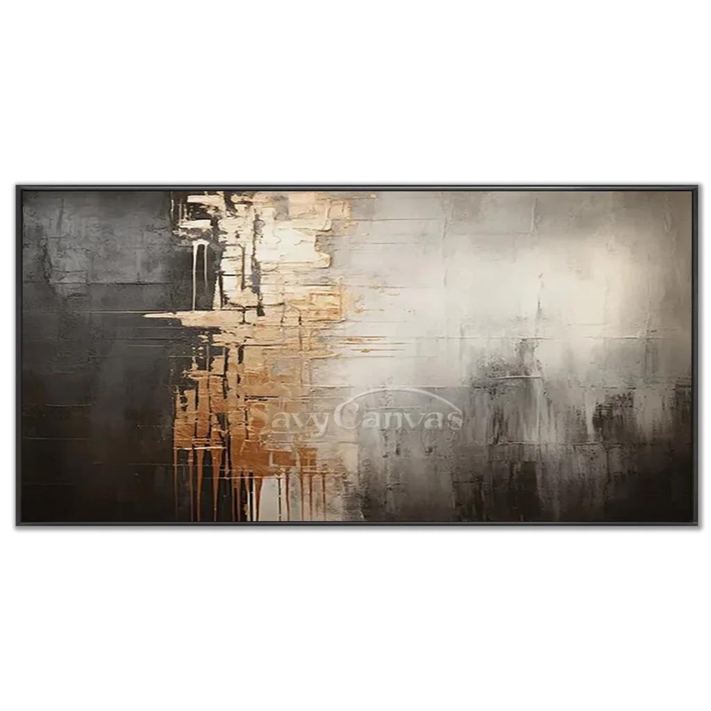Luxury Abstract Decor - Gray White Gold Wall Artwork #TC 056