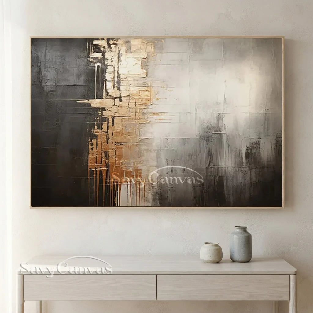Luxury Abstract Decor - Gray White Gold Wall Artwork #TC 056