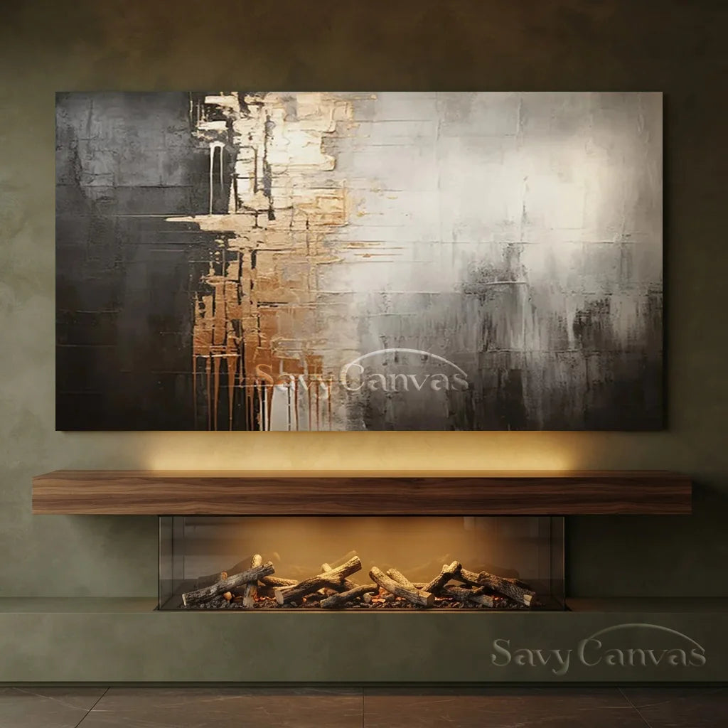 Luxury Abstract Decor - Gray White Gold Wall Artwork #TC 056
