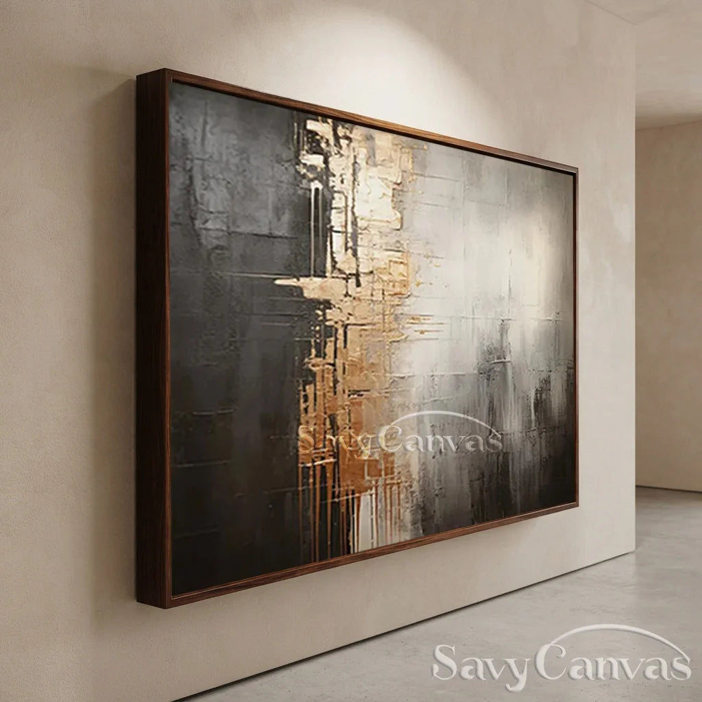Luxury Abstract Decor - Gray White Gold Wall Artwork #TC 056