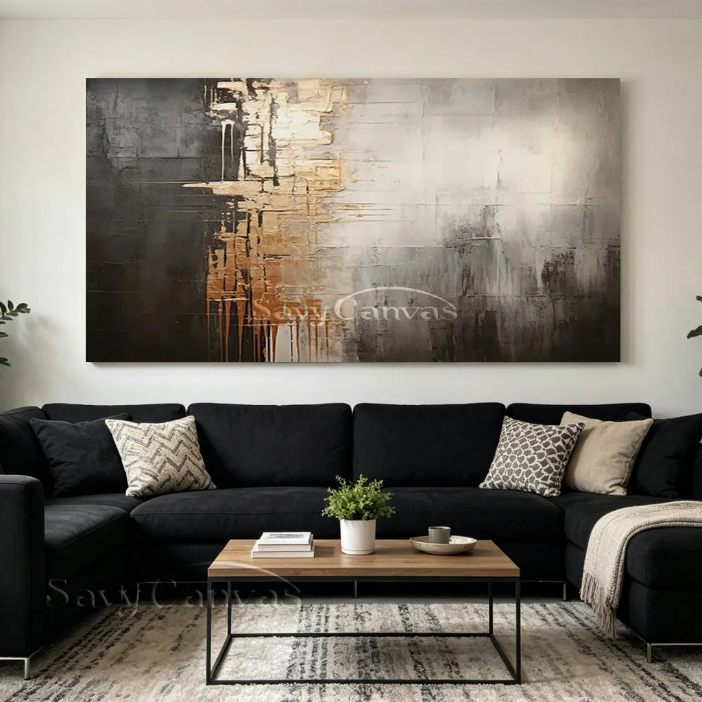 Luxury Abstract Decor - Gray White Gold Wall Artwork #TC 056