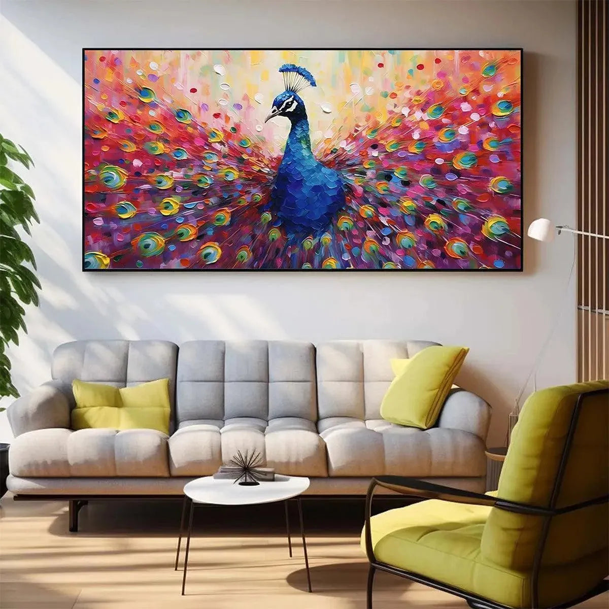 Textured Peacock Painting | Impasto Palette Knife Art