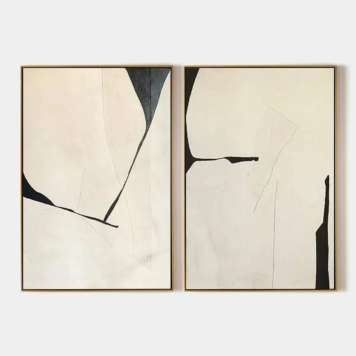 Beige and Black Minimalist Wall Art Set of 2 | Neutral Canvas #AA 465