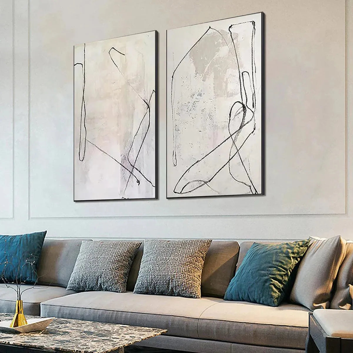 Abstract Expressionist Painting Set | Black & White Art #AA 212