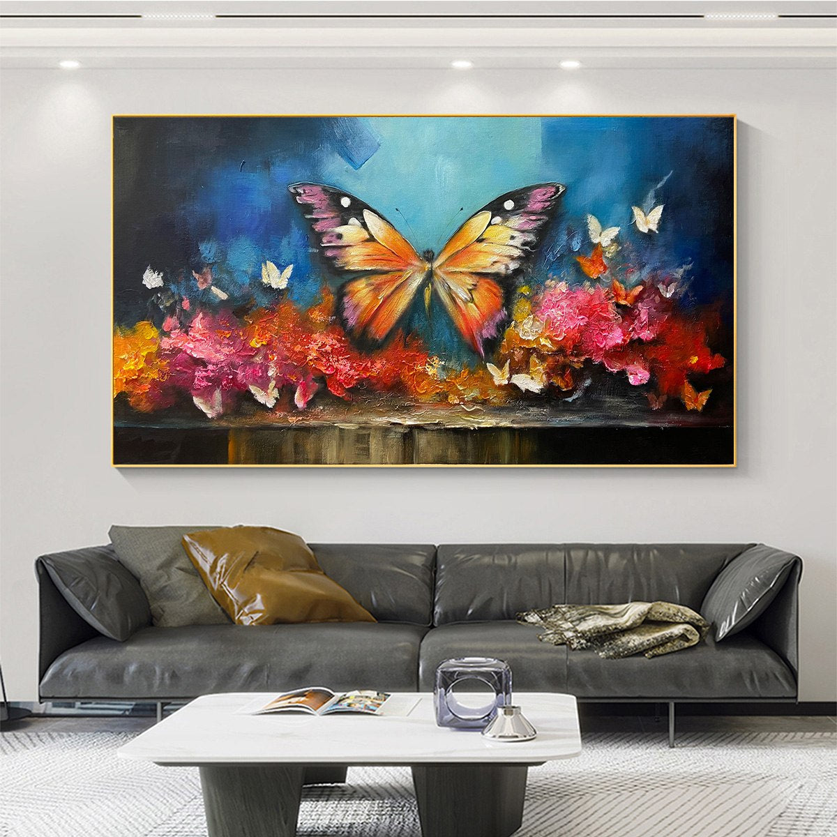 Magical Butterfly Painting | Whimsical Floral Garden Art