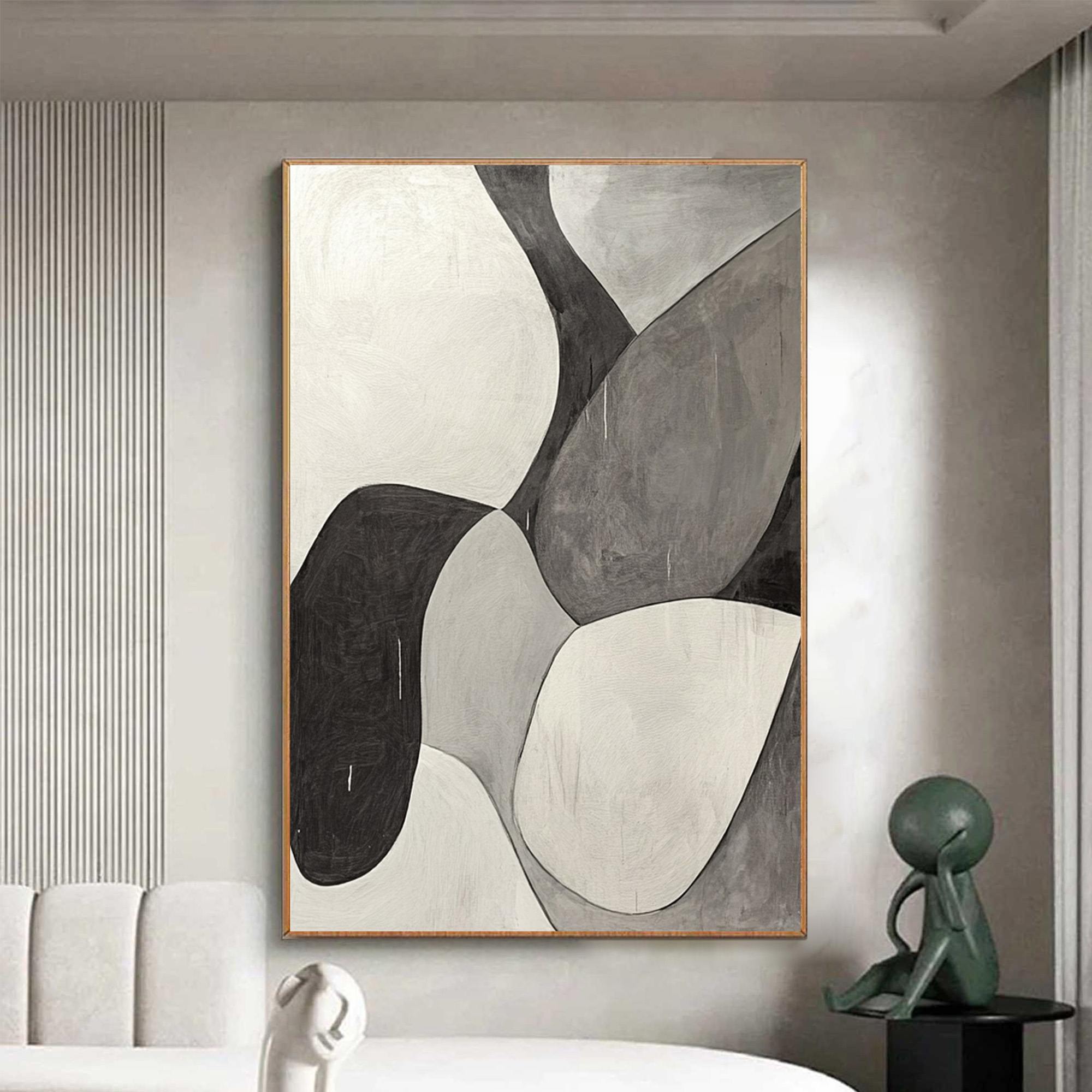 Modern Abstract Organic Shapes Art | Black & White Painting