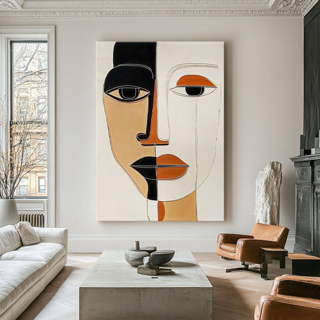 Abstract Face Painting | Modern Cubist Style Wall Art #AA 064