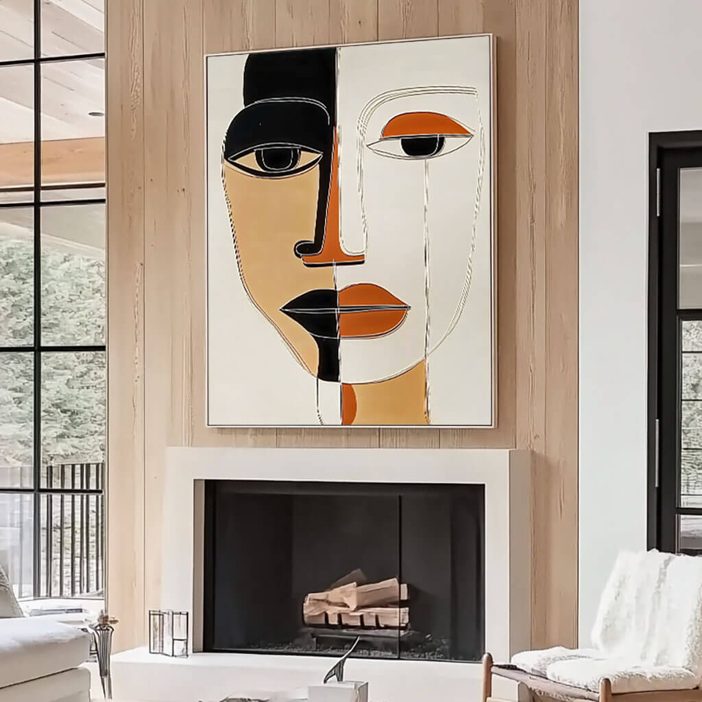 Abstract Face Painting | Modern Cubist Style Wall Art #AA 064
