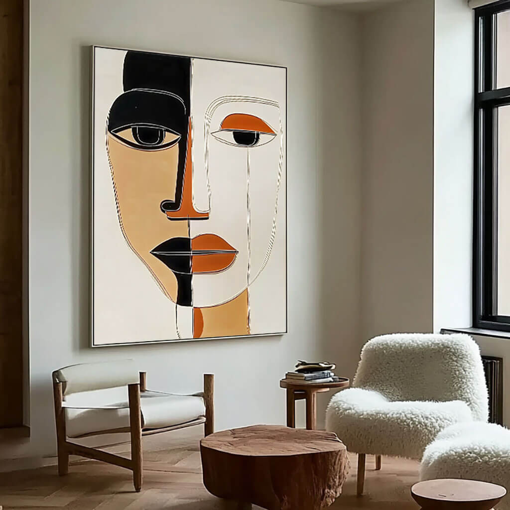 Abstract Face Painting | Modern Cubist Style Wall Art #AA 064