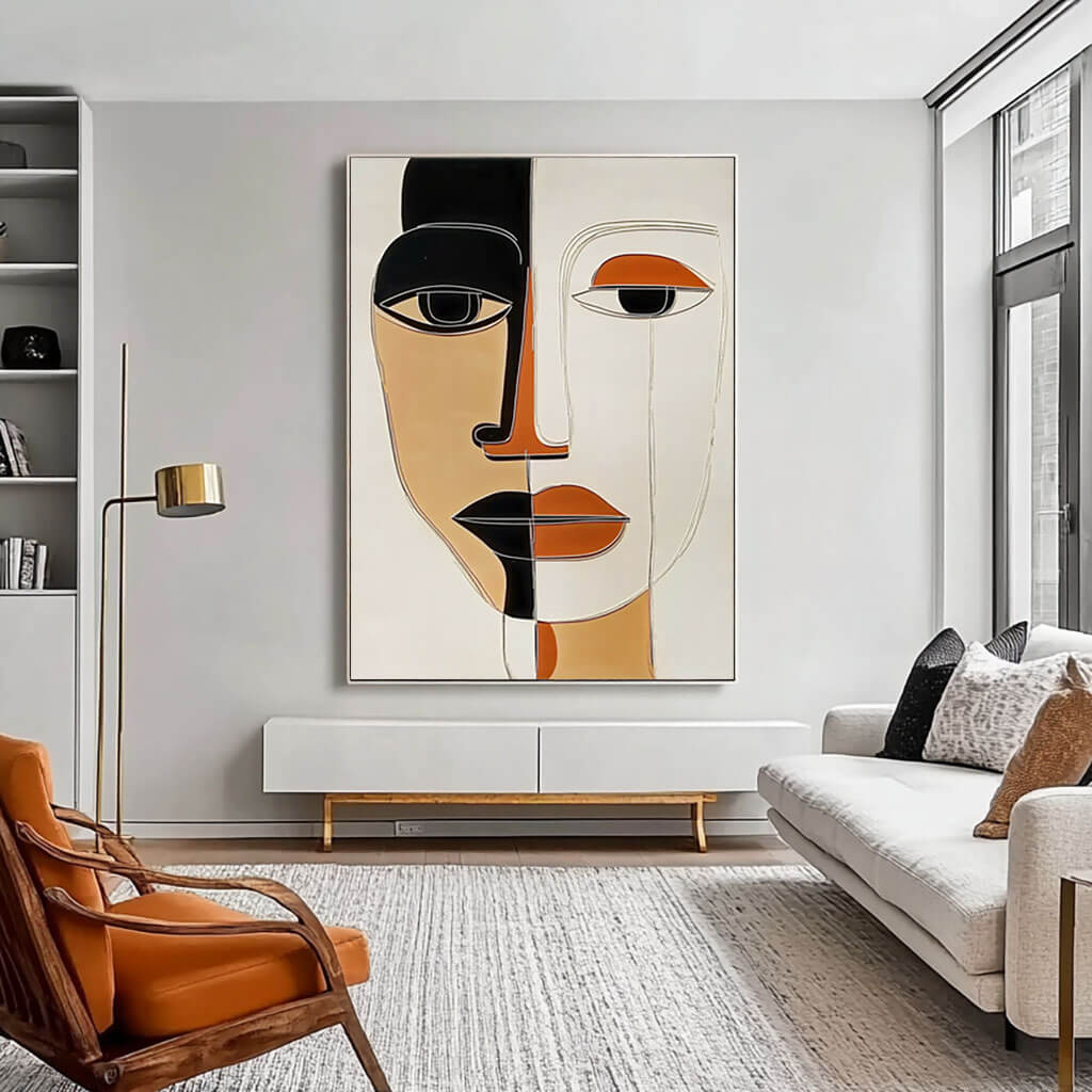 Abstract Face Painting | Modern Cubist Style Wall Art #AA 064