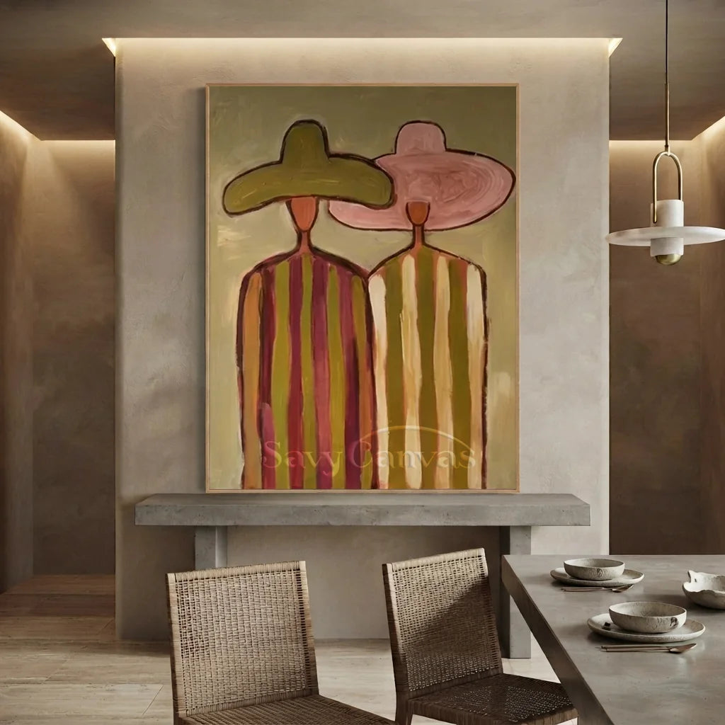 Minimalist Figurative Oil Painting, Retro Canvas #SS 324