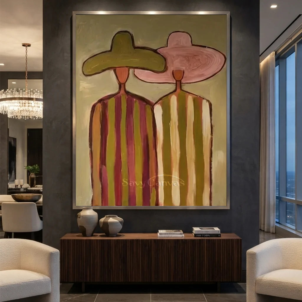 Minimalist Figurative Oil Painting, Retro Canvas #SS 324