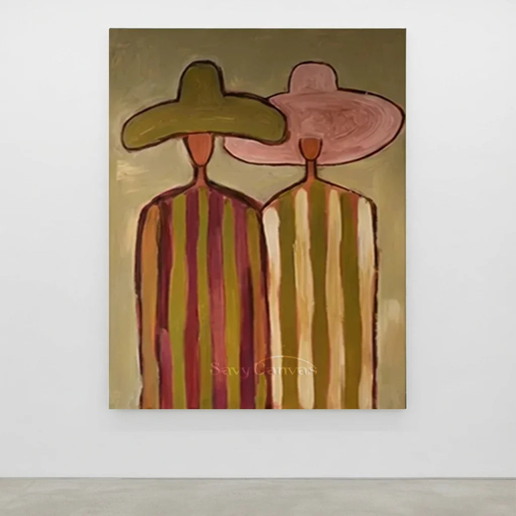 Minimalist Figurative Oil Painting, Retro Canvas #SS 324