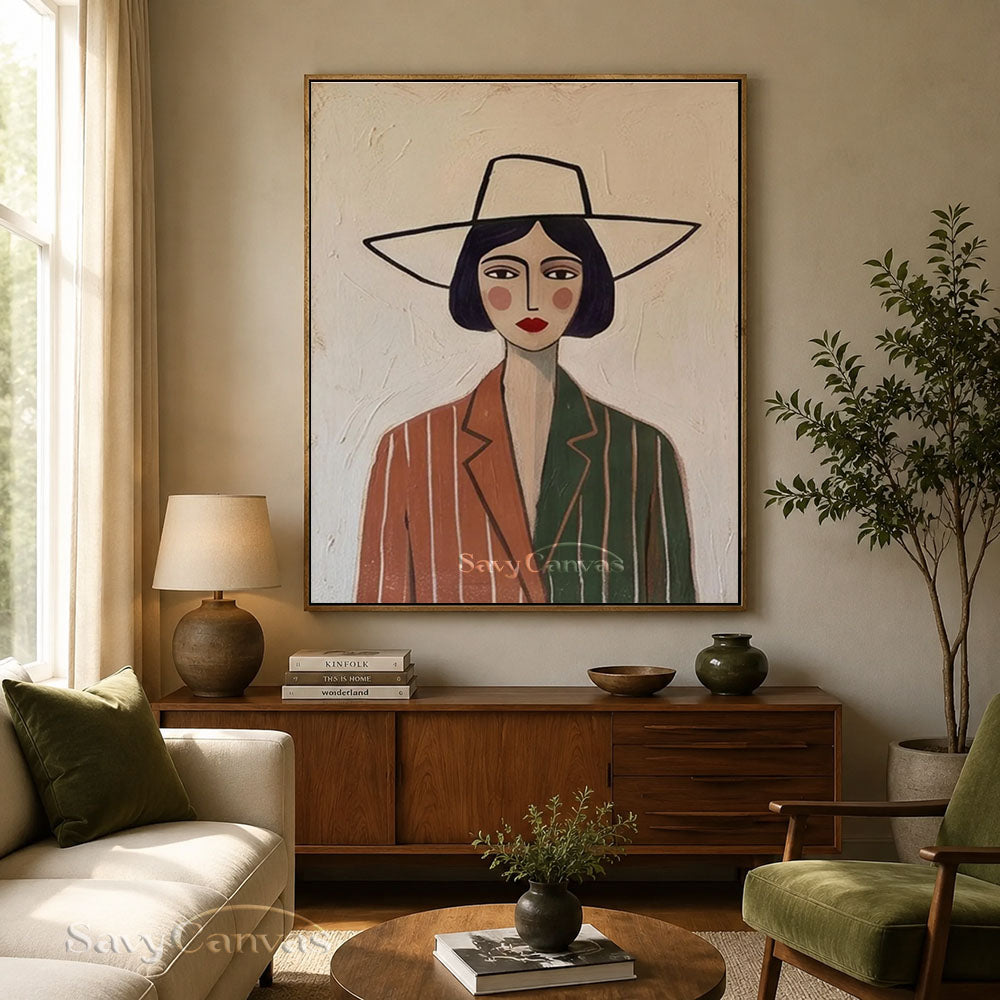 Minimalist Modernist Abstract Lady Portrait Oil Painting #SS 213
