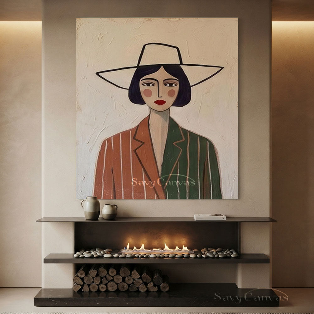 Minimalist Modernist Abstract Lady Portrait Oil Painting #SS 213