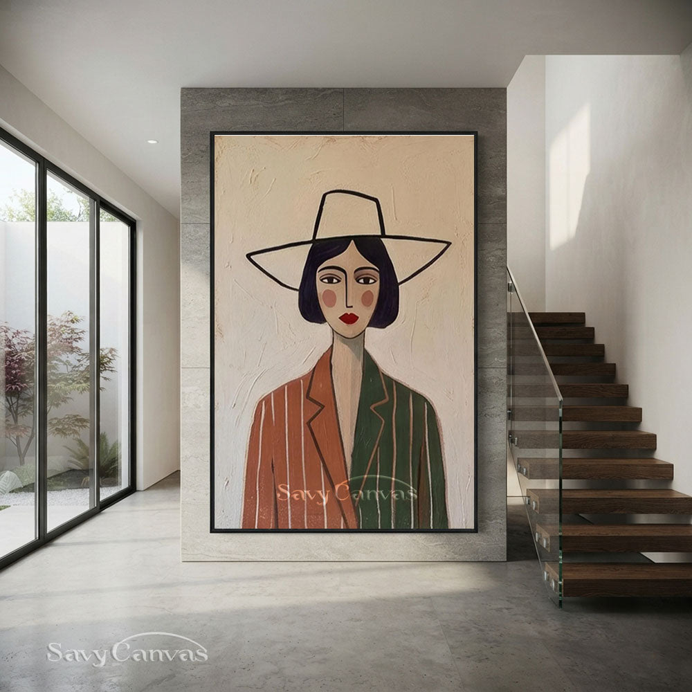 Minimalist Modernist Abstract Lady Portrait Oil Painting #SS 213