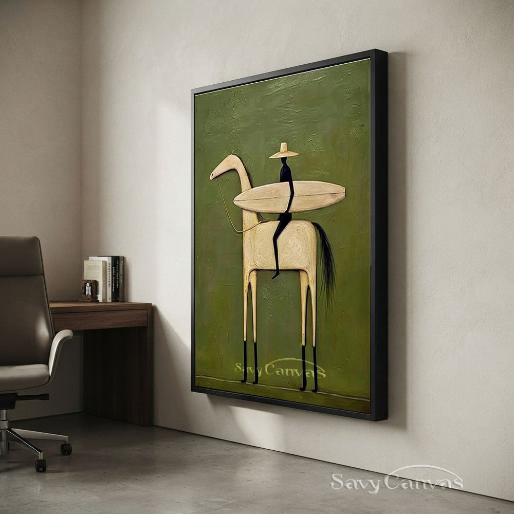 Handpainted Surf Rider Horse Canvas Oil Painting #SS 214