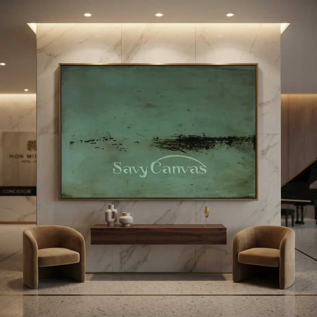 Minimalist Green Abstract Oil Painting Wall Art for Modern Decor  #TC 031