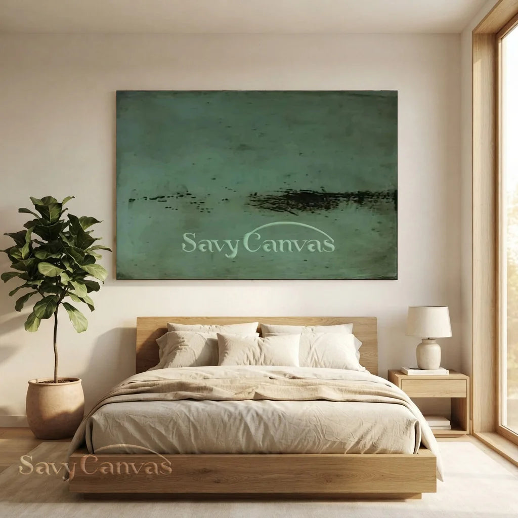 Minimalist Green Abstract Oil Painting Wall Art for Modern Decor  #TC 031