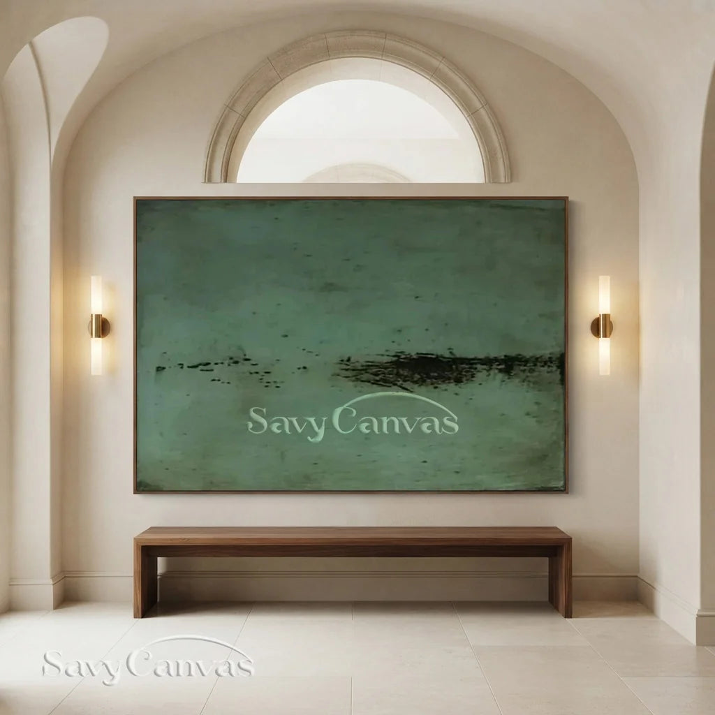 Minimalist Green Abstract Oil Painting Wall Art for Modern Decor  #TC 031