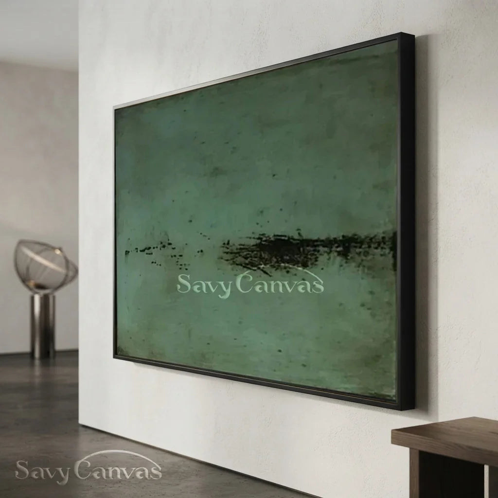 Minimalist Green Abstract Oil Painting Wall Art for Modern Decor  #TC 031