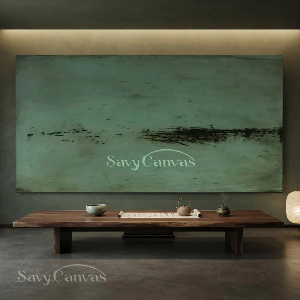Minimalist Green Abstract Oil Painting Wall Art for Modern Decor  #TC 031