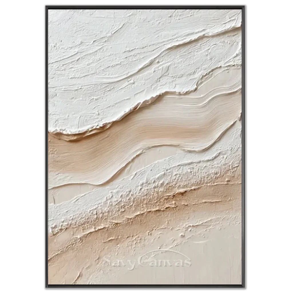 Handpainted Textured Cream & Beige Minimalist Oil Painting #ZC 50