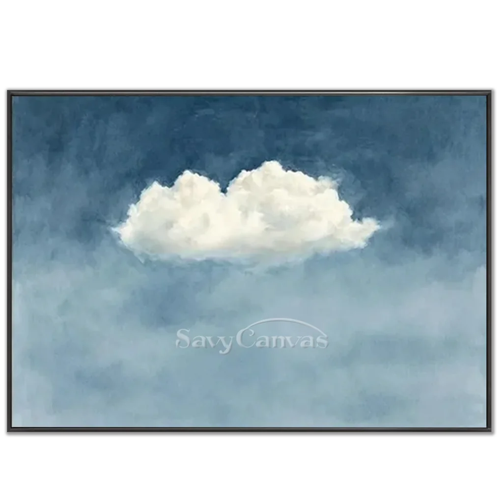 Minimalist-cloud-painting-in-soft-blue-tones-black-frame-02.webp
