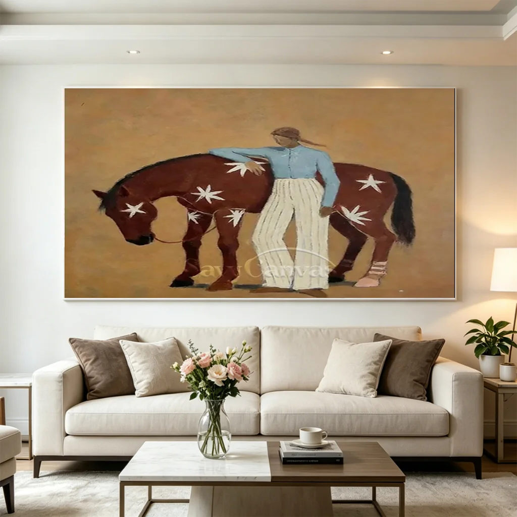 Expressionist Minimalist Starry Horse Oil Painting #SS 360