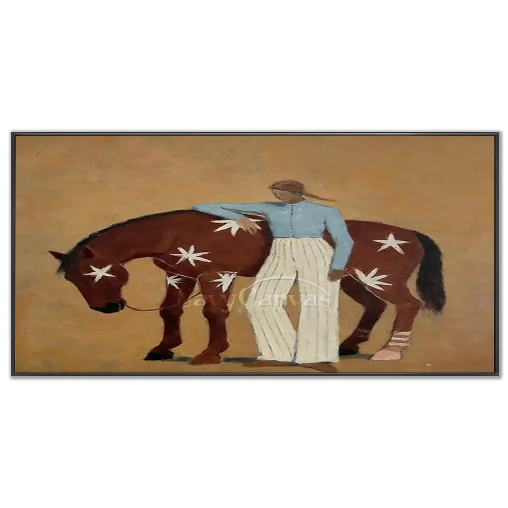Expressionist Minimalist Starry Horse Oil Painting #SS 360