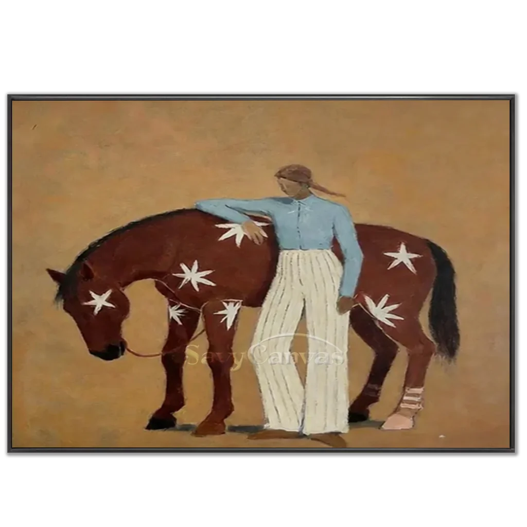 Expressionist Minimalist Starry Horse Oil Painting #SS 360