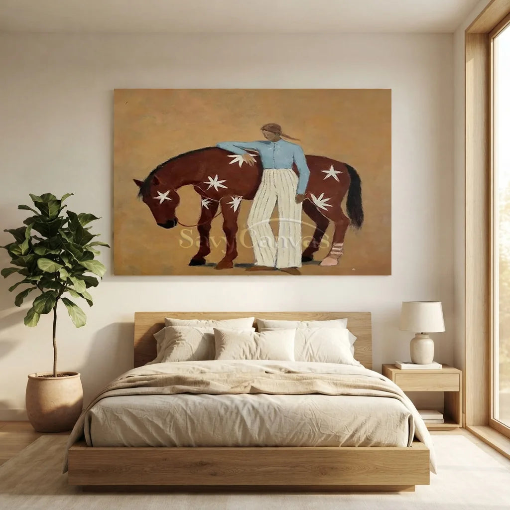 Expressionist Minimalist Starry Horse Oil Painting #SS 360