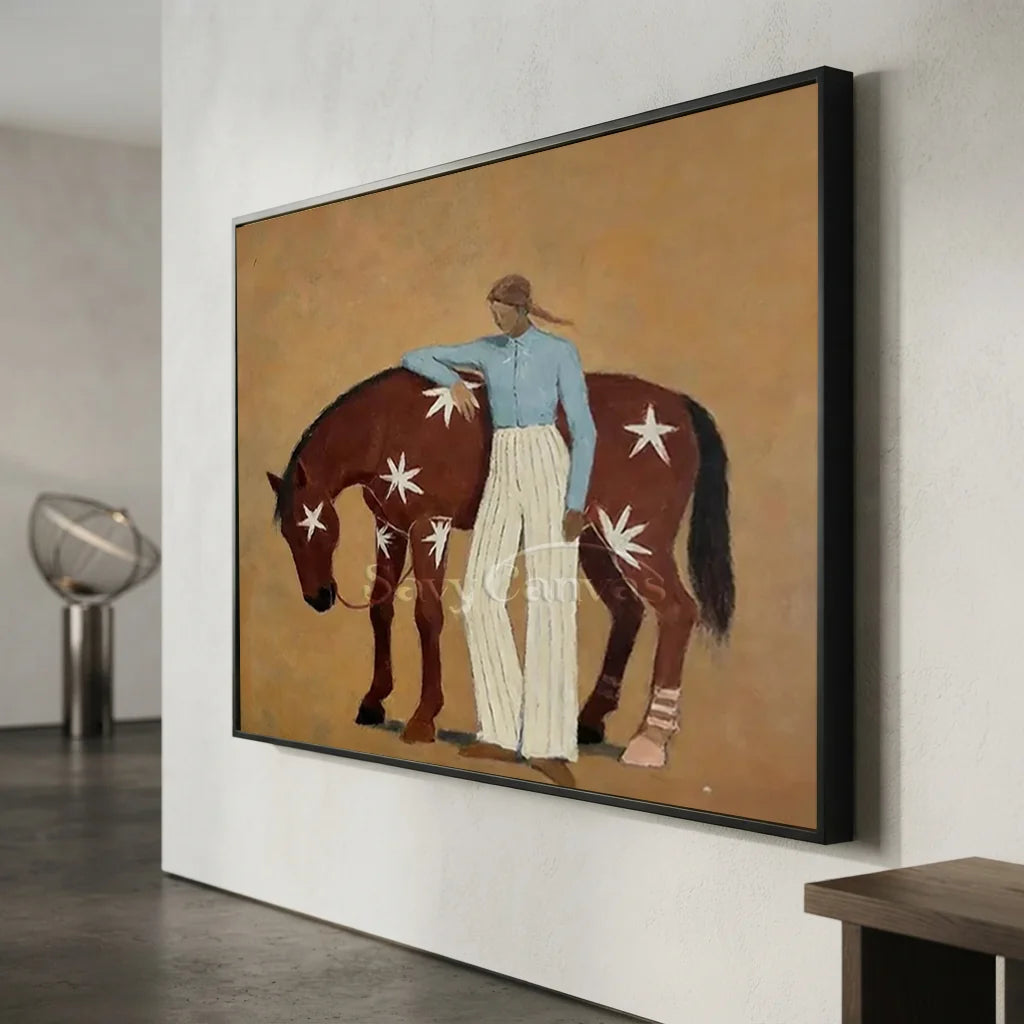 Expressionist Minimalist Starry Horse Oil Painting #SS 360