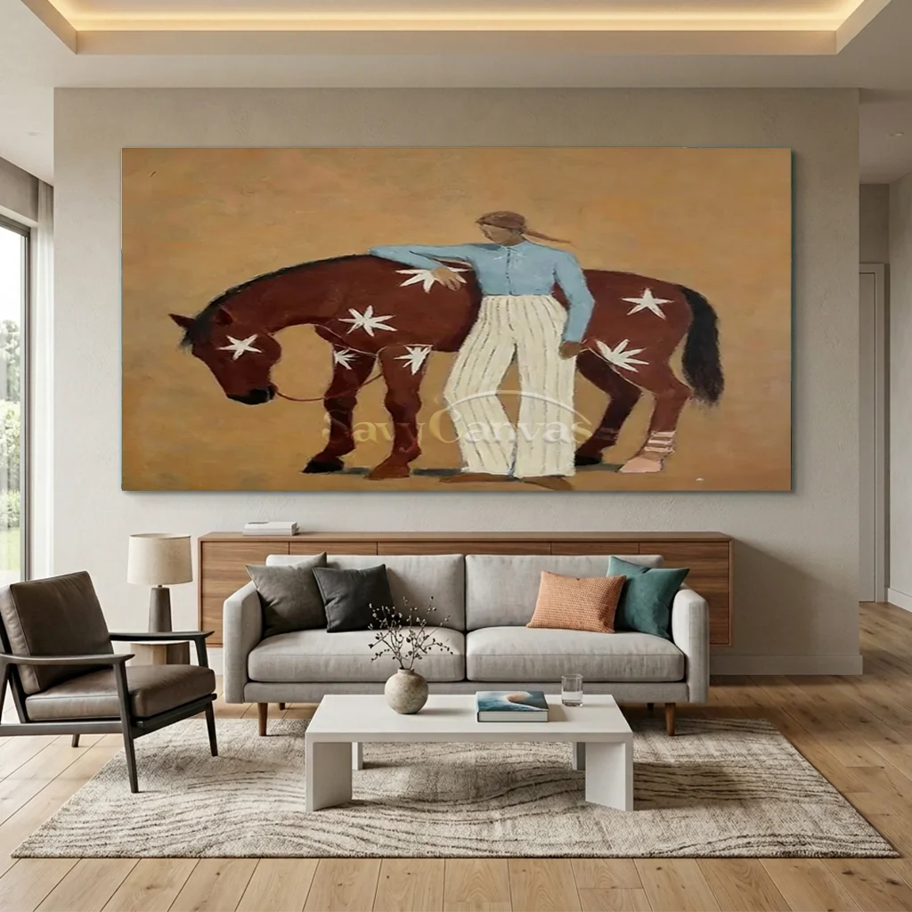 Expressionist Minimalist Starry Horse Oil Painting #SS 360