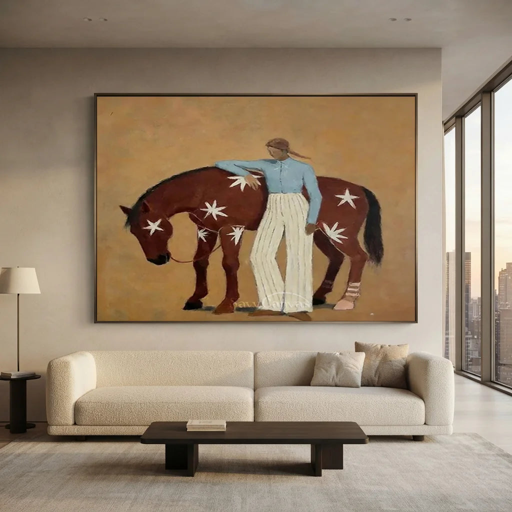 Expressionist Minimalist Starry Horse Oil Painting #SS 360